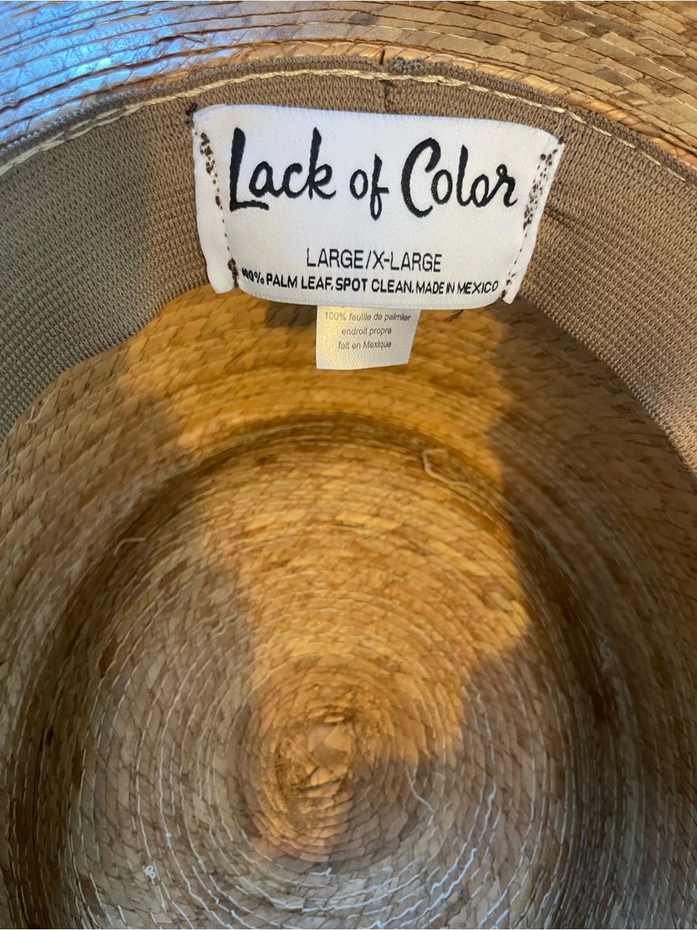 Lack Of Color Palma Wide Brim Boater Straw Sun Hat - Natural Tan L/XL - Picture 4 of 5